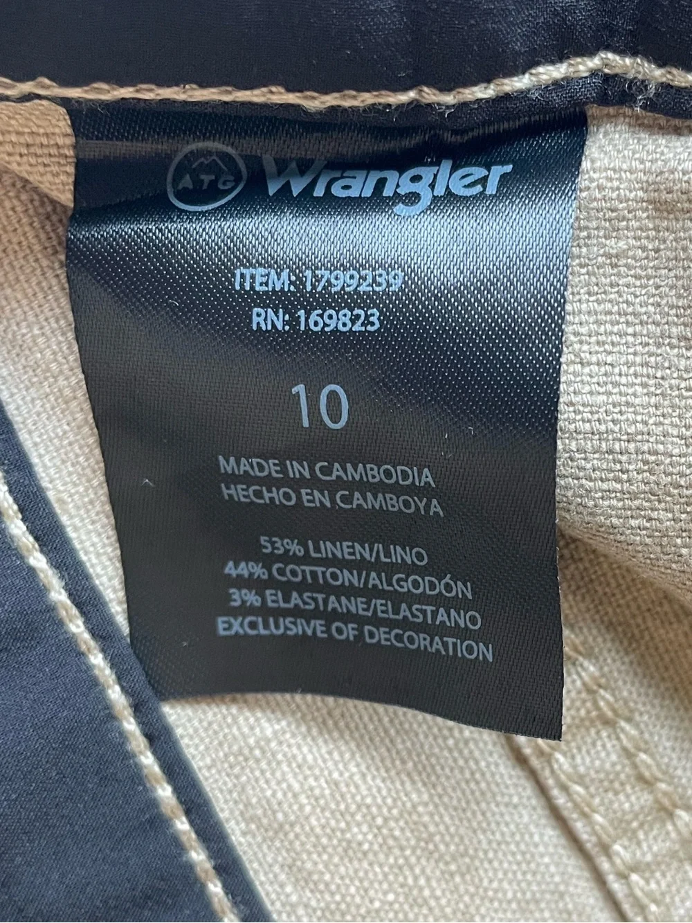 Wrangler All Terrain Gear Women’s Tan  Canvas Linen Outdoor Shorts Sz10 Military